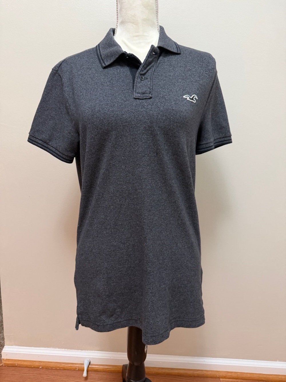 Hollister Women’s Charcoal Grey Polo Shirt